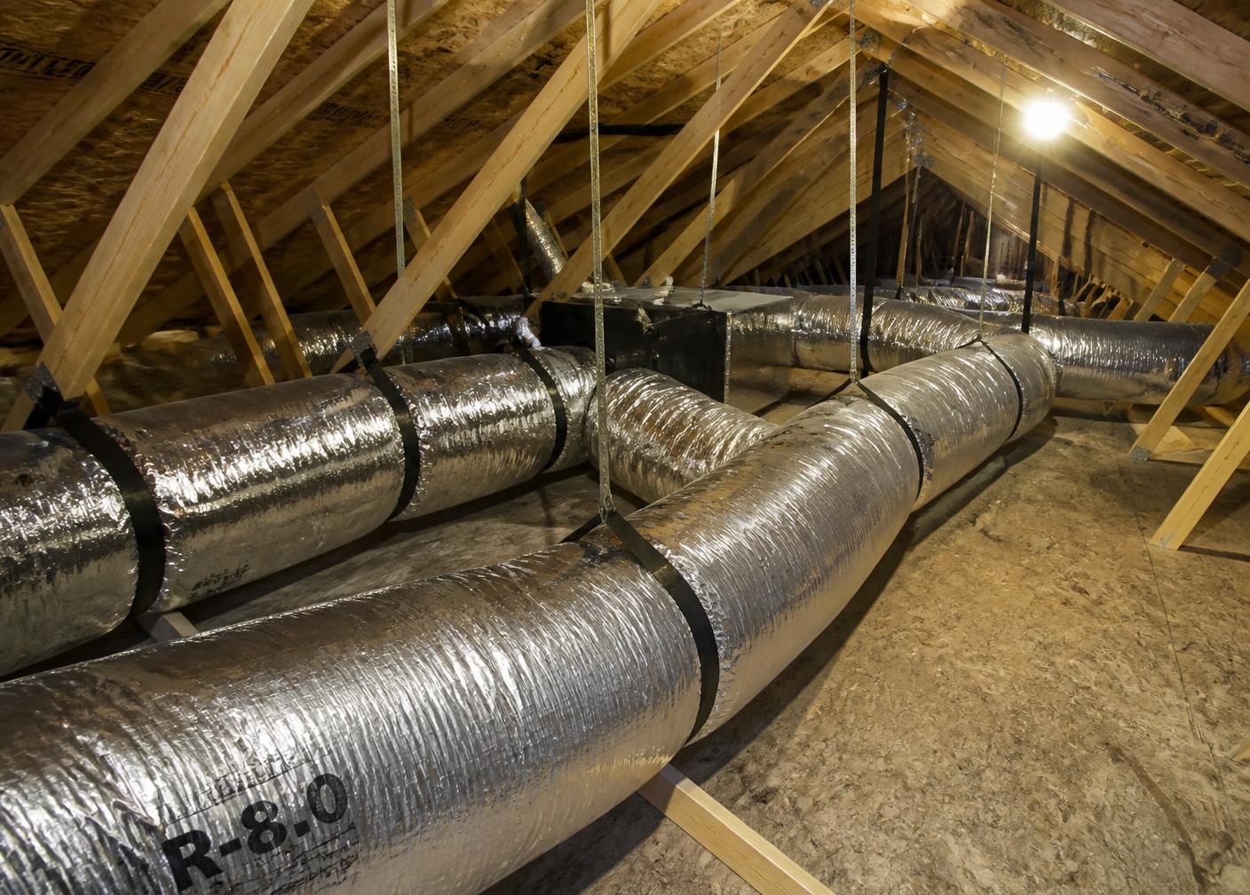 New R-8 insulated ductwork, strapped and sealed the right way — HVAC Services by WOW Construction Group in Los Angeles