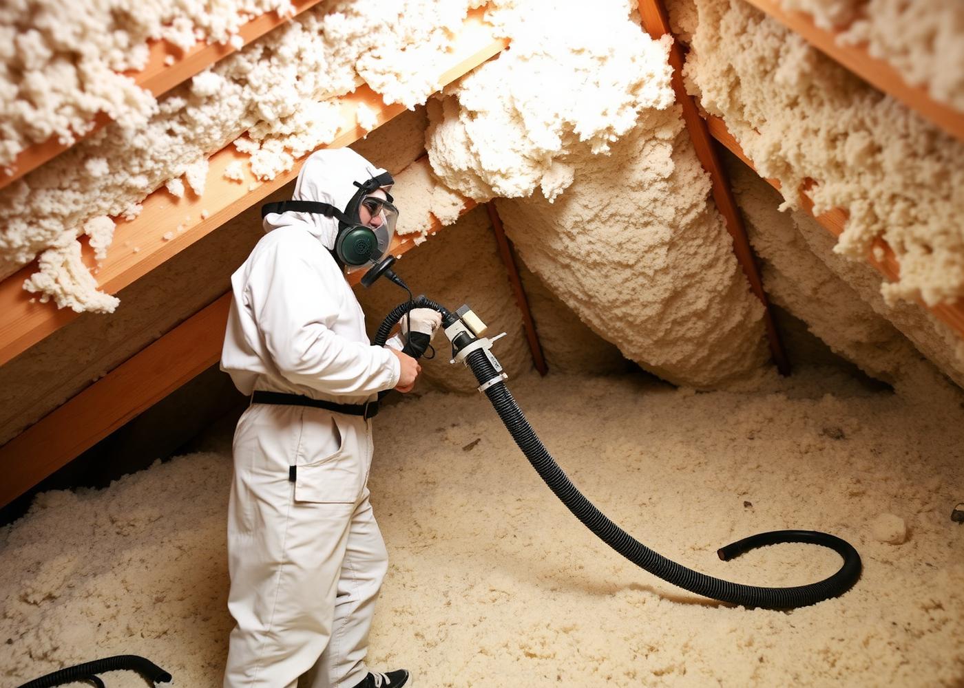 Blown-in insulation going down to a full R-38 depth — Home Insulation by WOW Construction Group in Los Angeles