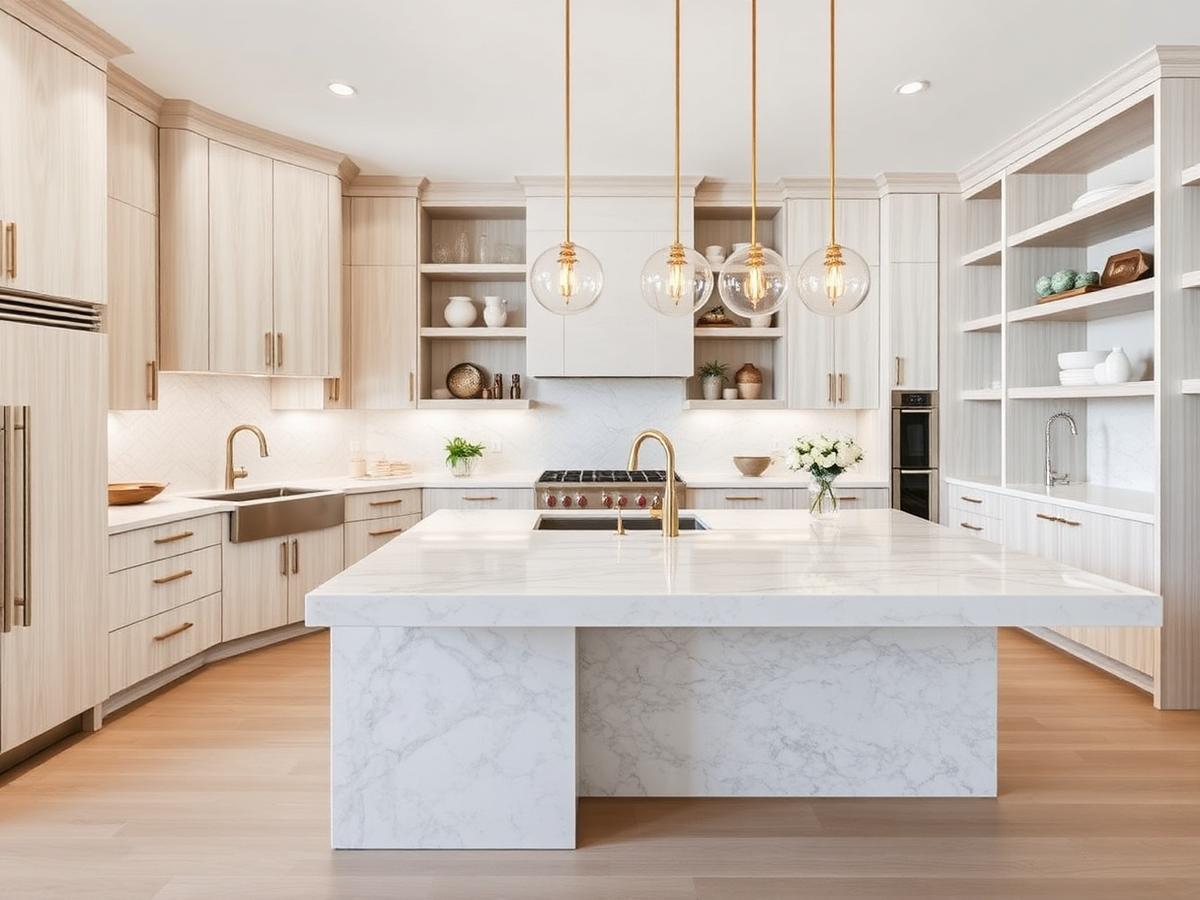White Oak & Marble Kitchen in Los Feliz