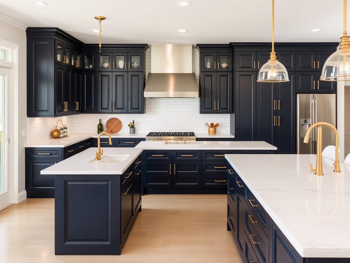 Navy & Gold Modern Kitchen in Burbank