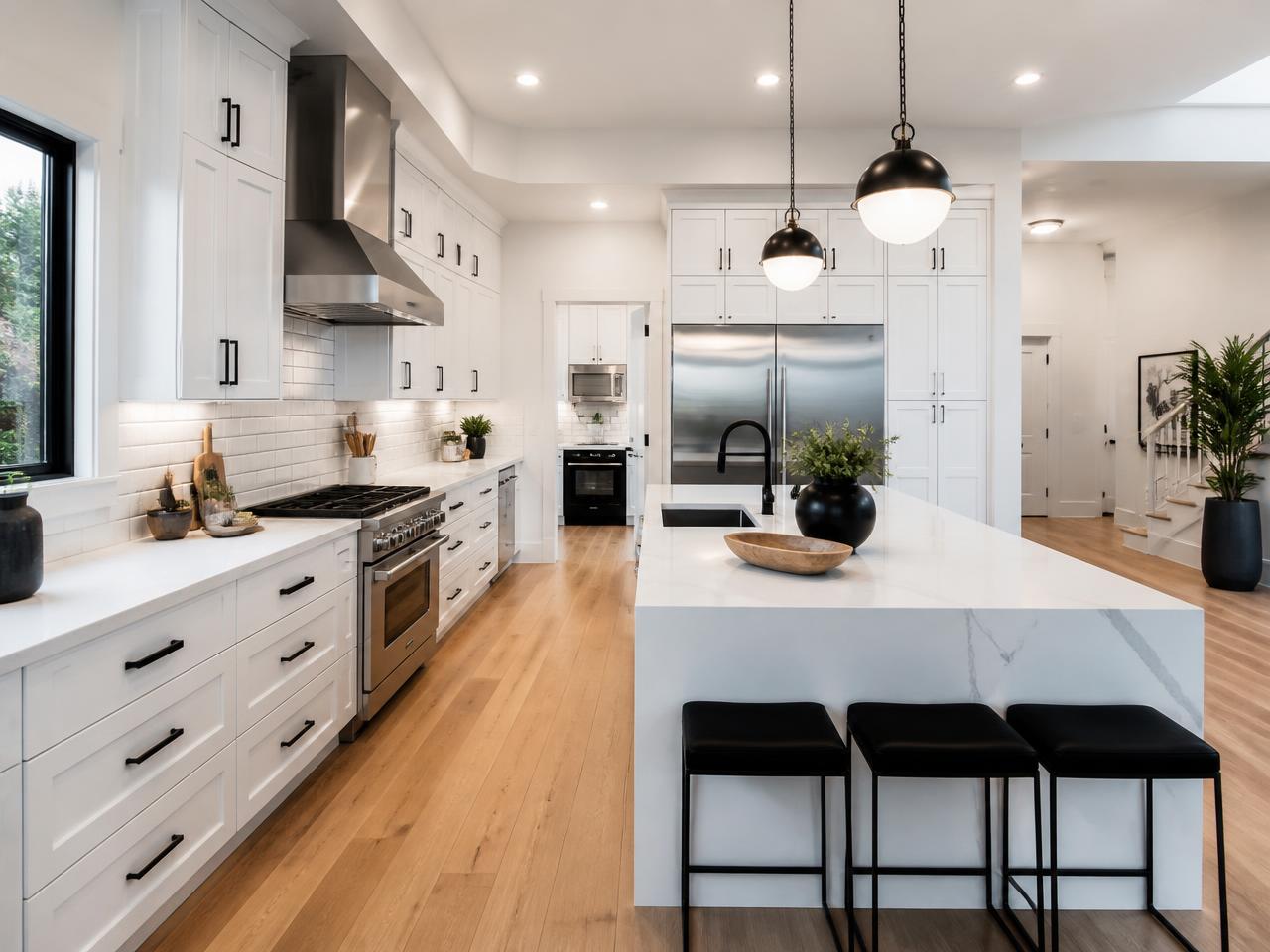 White Shaker Kitchen in Los Feliz