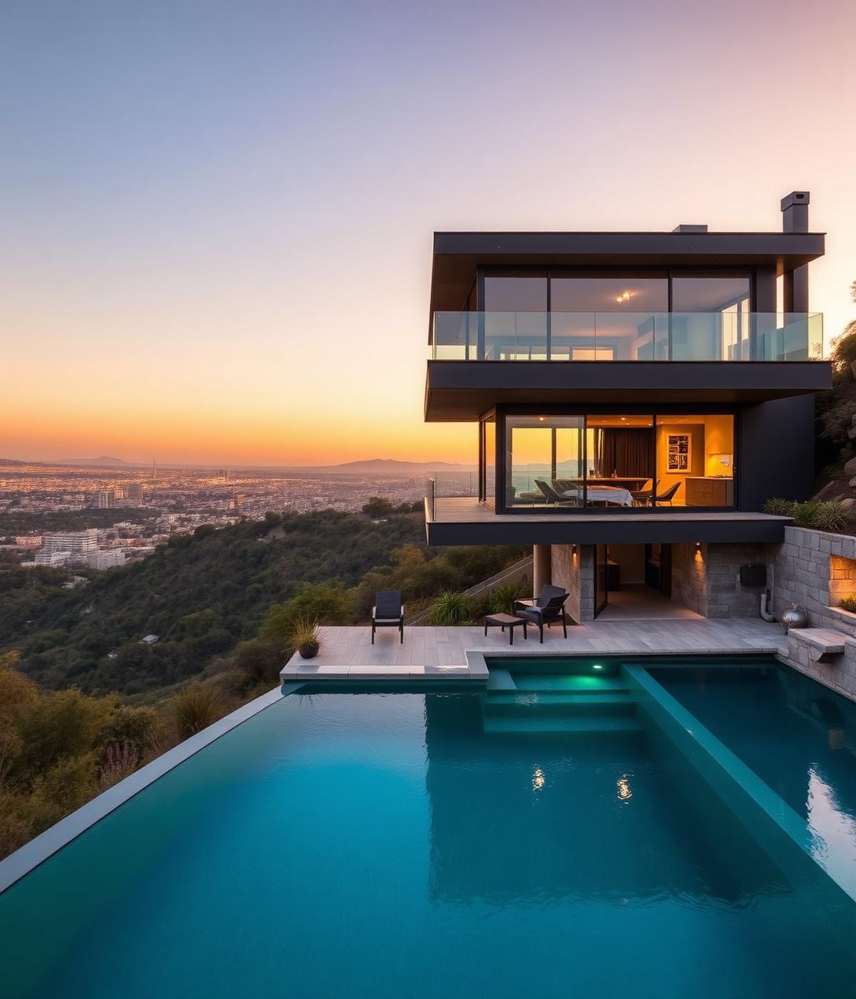 Cantilevered Hillside New Build in Los Feliz