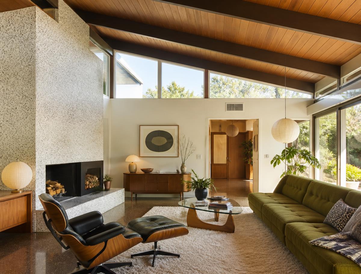 Mid-Century Living Room Restoration in Pasadena