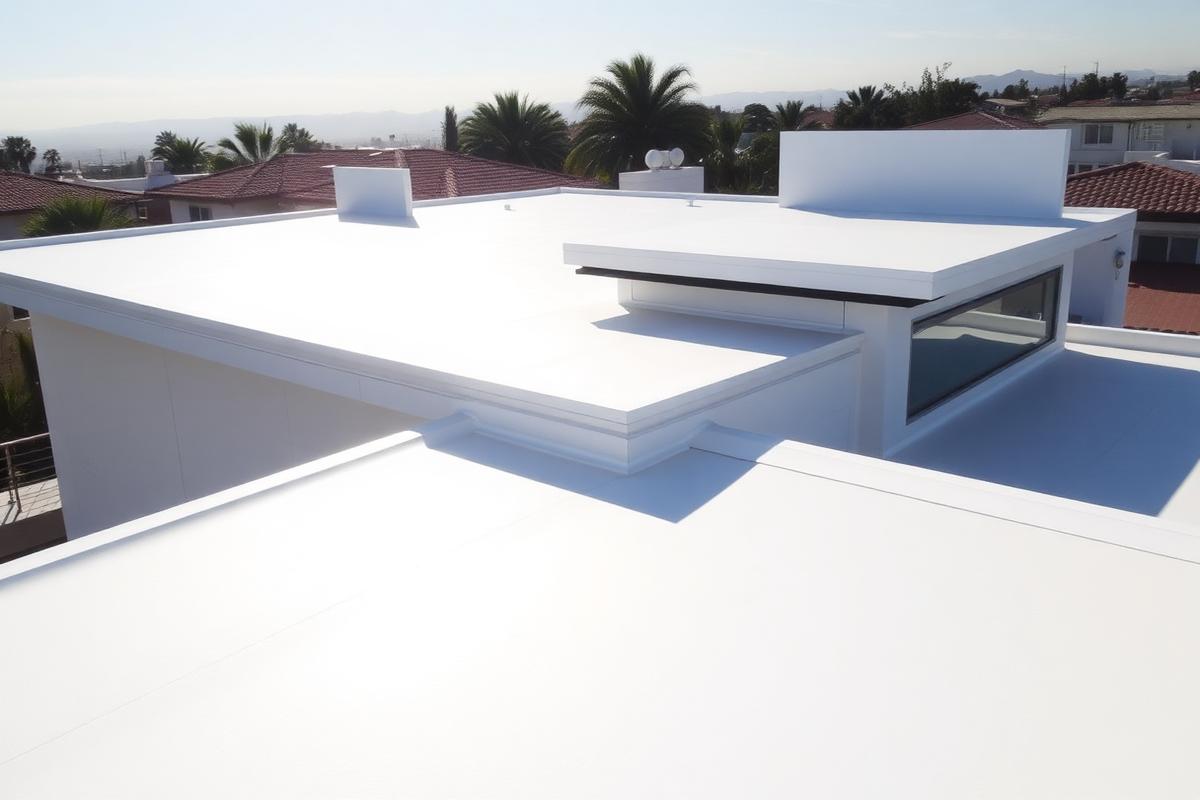 White TPO low-slope system on a modern Los Angeles build — cool roof and watertight. — Roofing by WOW Construction Group in Los Angeles