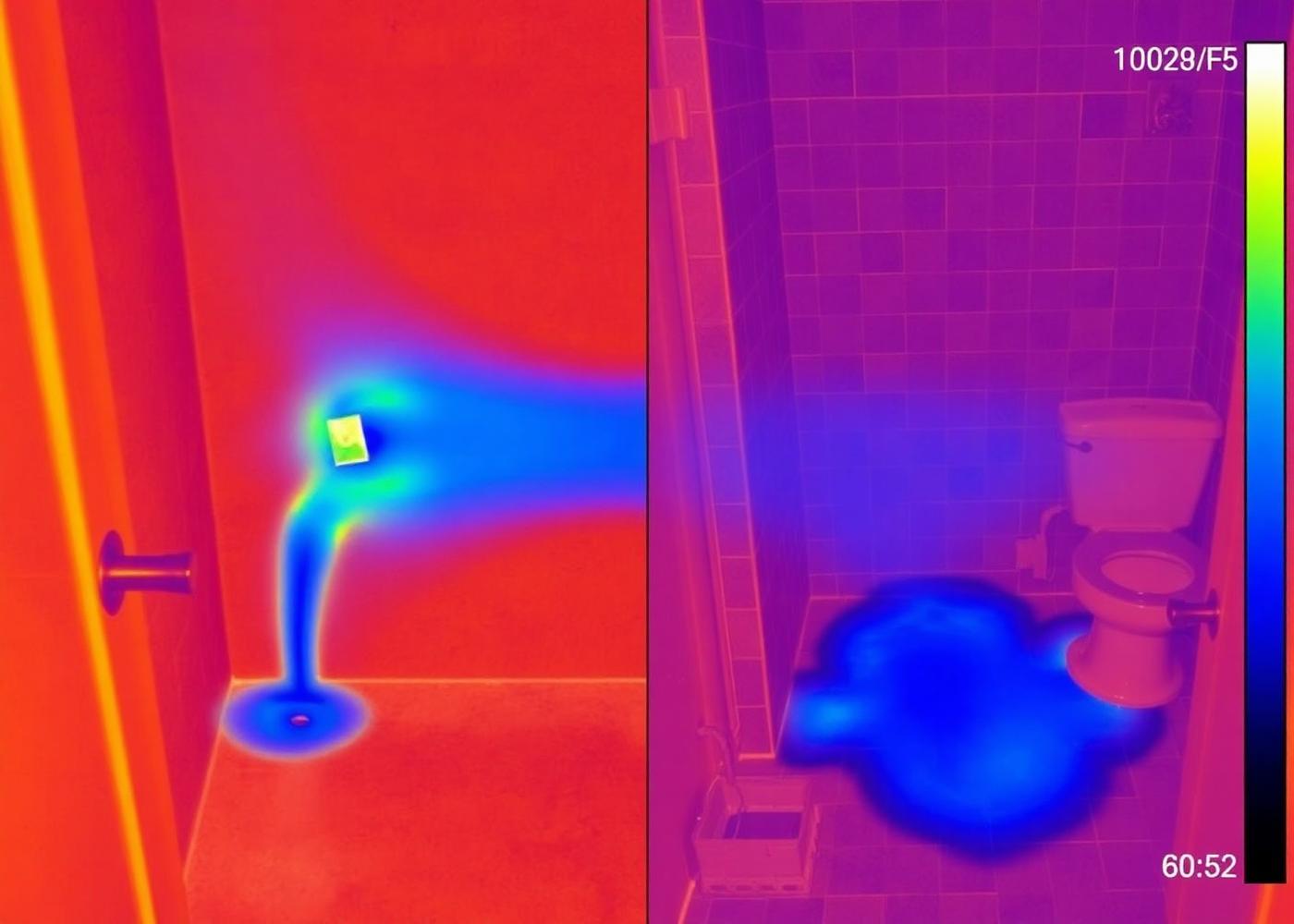 A cool plume behind tile: a slow leak found before the mold — Thermal Imaging Inspection by WOW Construction Group in Los Angeles