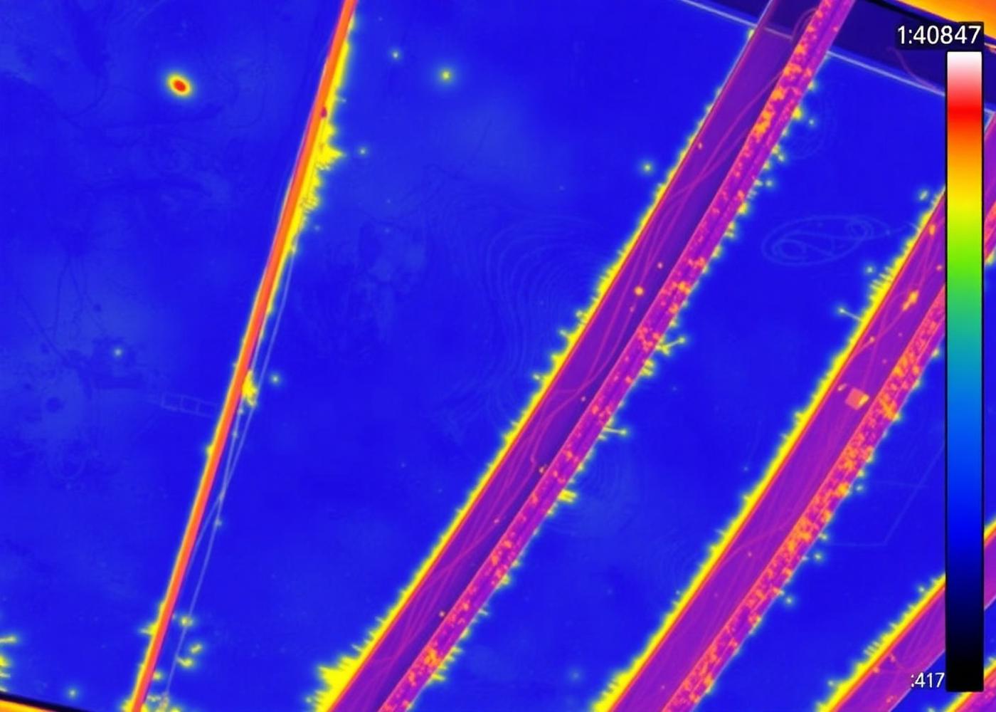 Bright stripes where insulation slipped between the joists — Thermal Imaging Inspection by WOW Construction Group in Los Angeles
