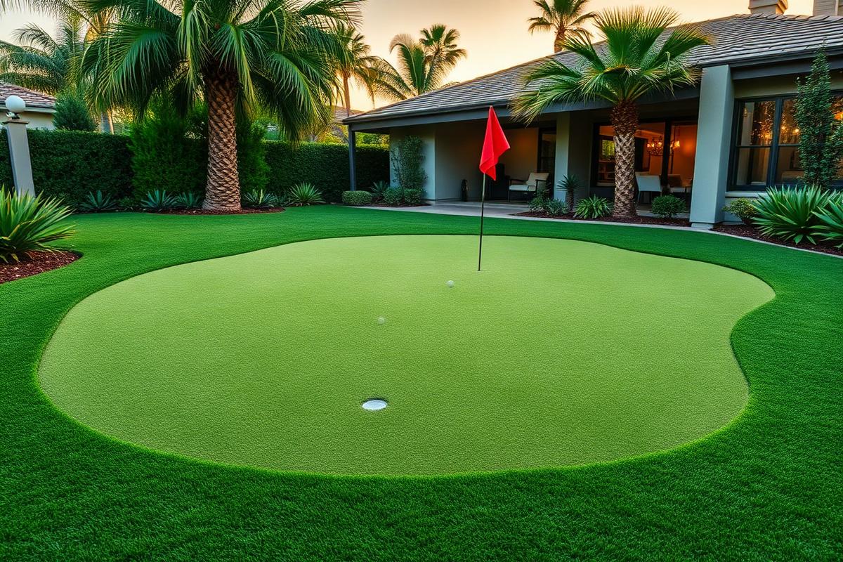 Backyard putting green with custom contours — Artificial Turf by WOW Construction Group in Los Angeles