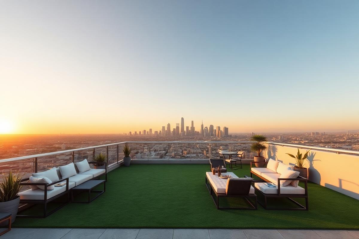 Lightweight rooftop deck turf, no soil load — Artificial Turf by WOW Construction Group in Los Angeles