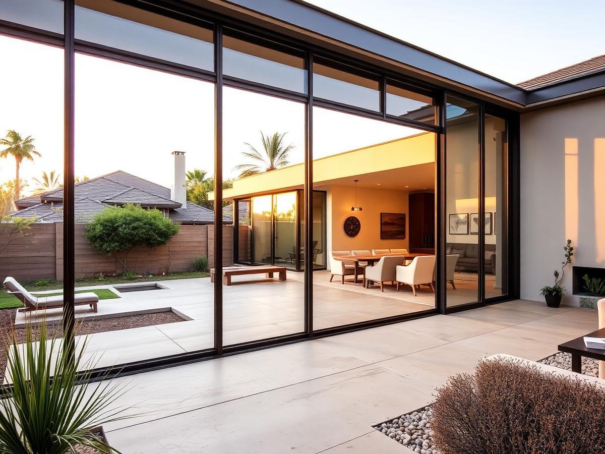 Multi-slide glass door opening a Sherman Oaks home to the patio — Windows & Doors by WOW Construction Group in Los Angeles