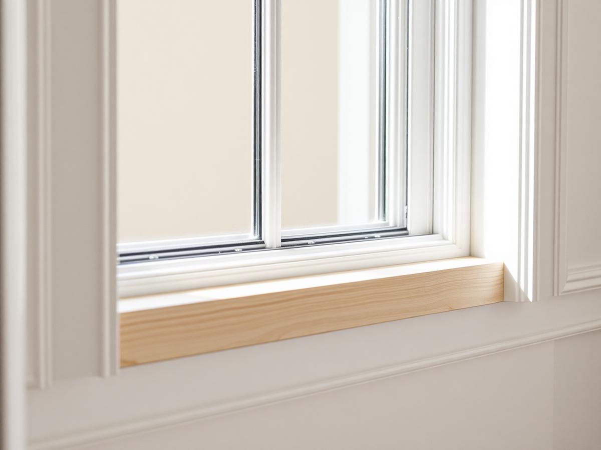 Mitered casing and oak sill finished on a full-frame replacement — Windows & Doors by WOW Construction Group in Los Angeles